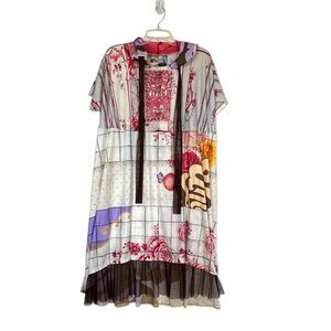 NWT IPNG Goth Chic Bohemian Hooded Comfort Dress In Ocean Tiles